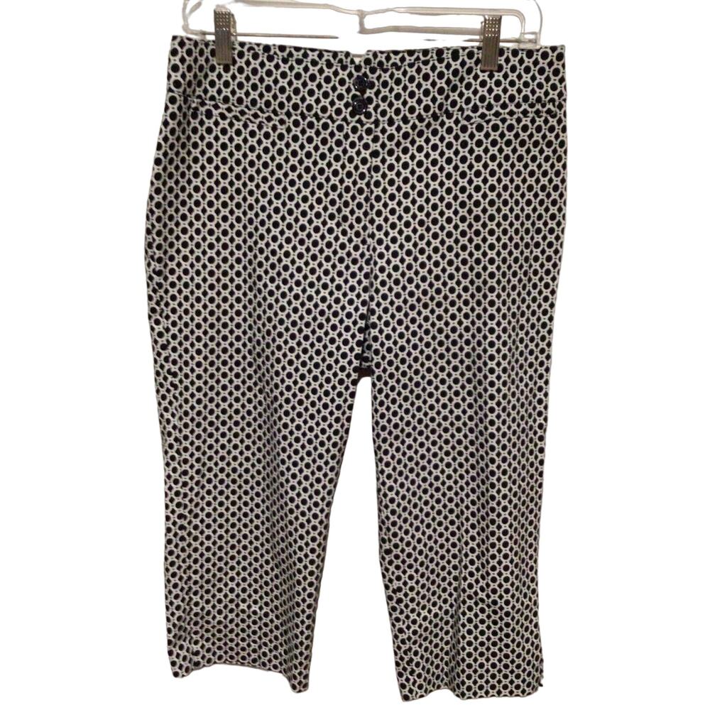 Soho Apparel Ltd Women’s Black White Capri Stretch Pants Size 12 Comfortable Fit